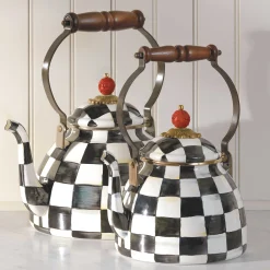 Courtly Check Enamel Tea Kettle - 3 Quart|MacKenzie-Childs Discount