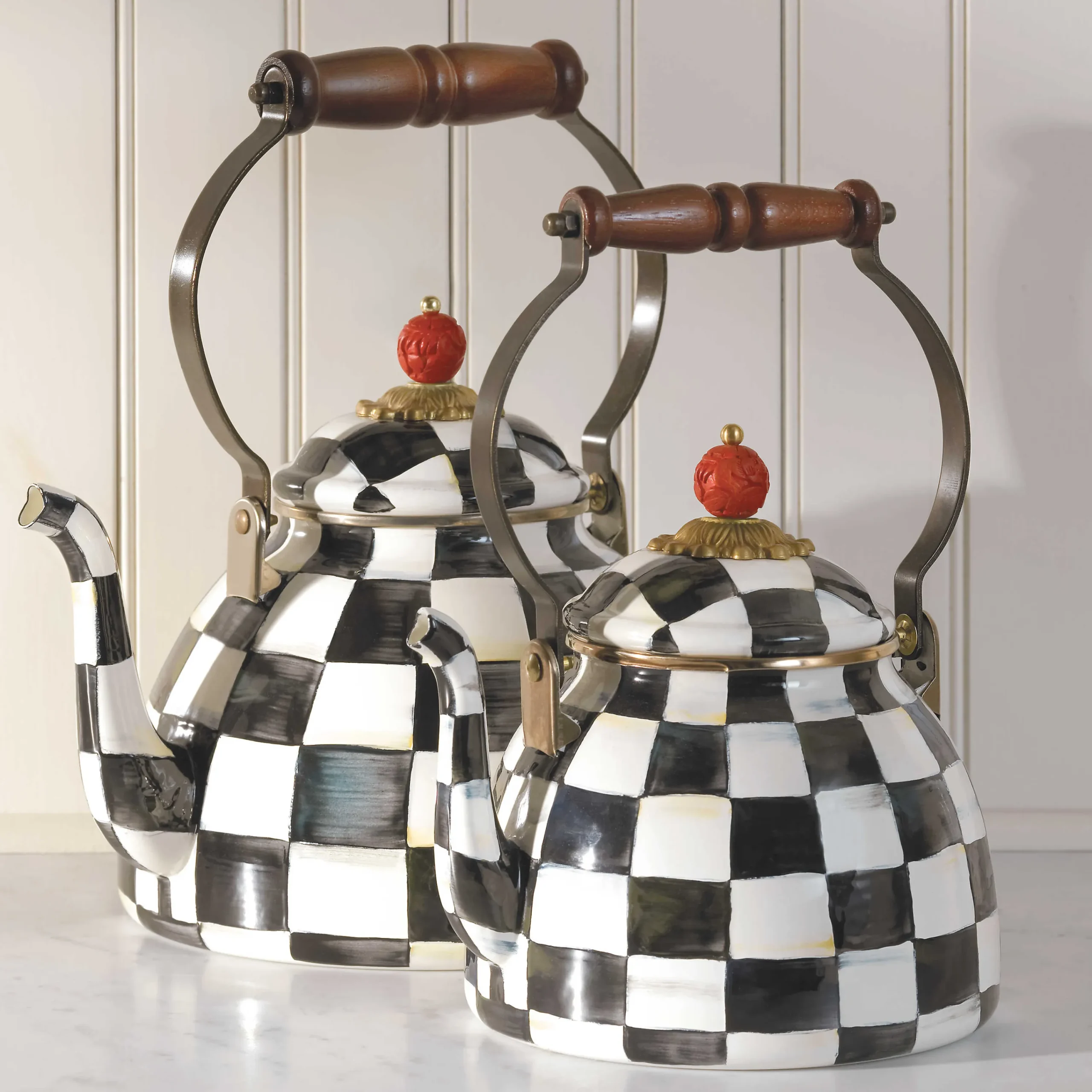 Courtly Check Enamel Tea Kettle - 3 Quart|MacKenzie-Childs Discount