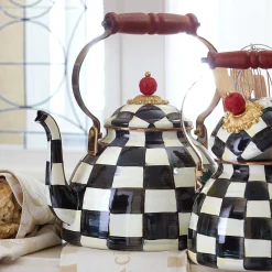 Courtly Check Enamel Tea Kettle - 3 Quart|MacKenzie-Childs Discount
