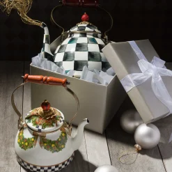 Courtly Check Enamel Tea Kettle - 3 Quart|MacKenzie-Childs Discount