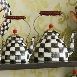 Courtly Check Enamel Tea Kettle - 2 Quart|MacKenzie-Childs Discount