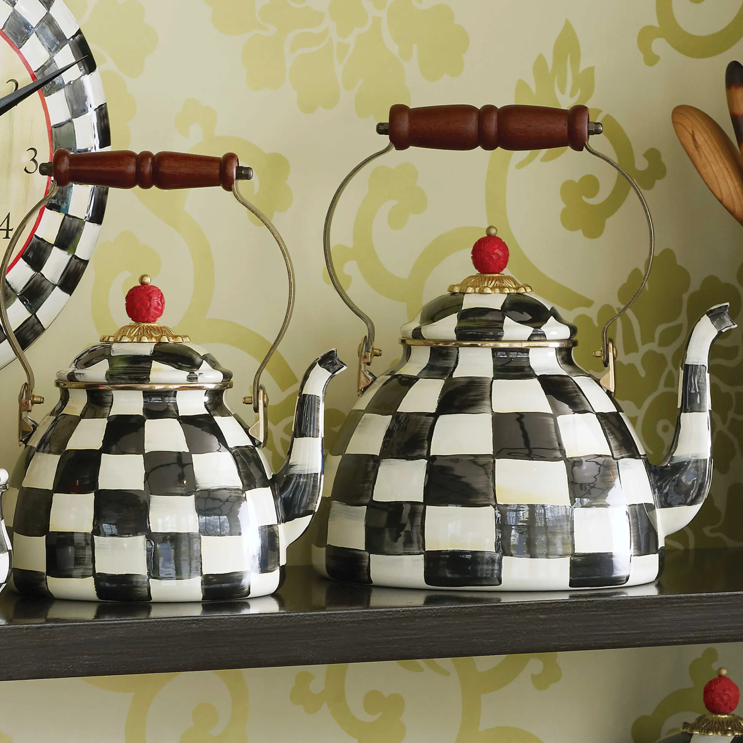 Courtly Check Enamel Tea Kettle - 2 Quart|MacKenzie-Childs Discount