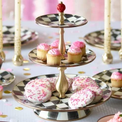 Courtly Check Enamel Three Tier Sweet Stand|MacKenzie-Childs