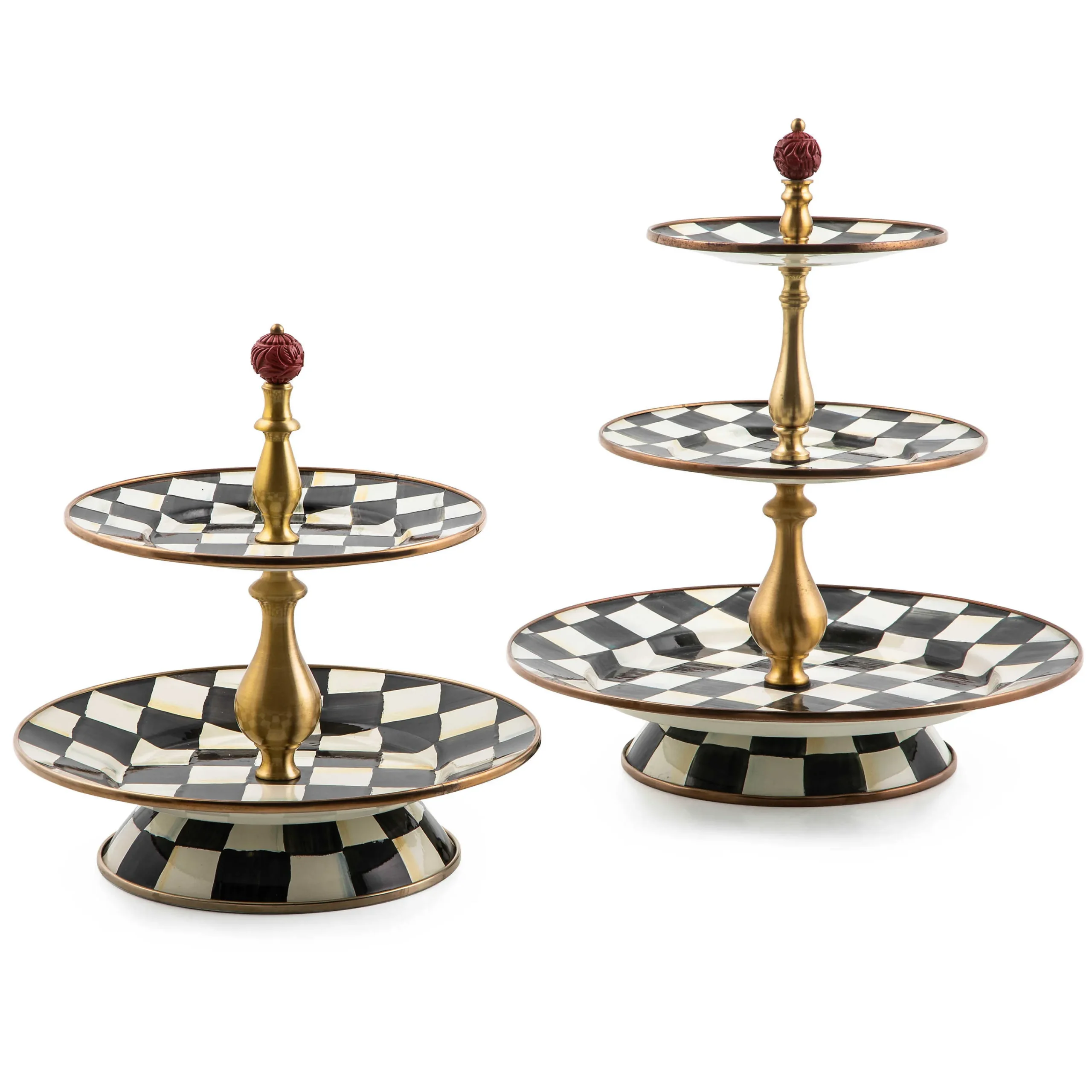 Courtly Check Enamel Three Tier Sweet Stand|MacKenzie-Childs