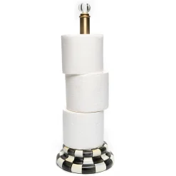 Courtly Check Enamel Toilet Tissue Storage|MacKenzie-Childs New