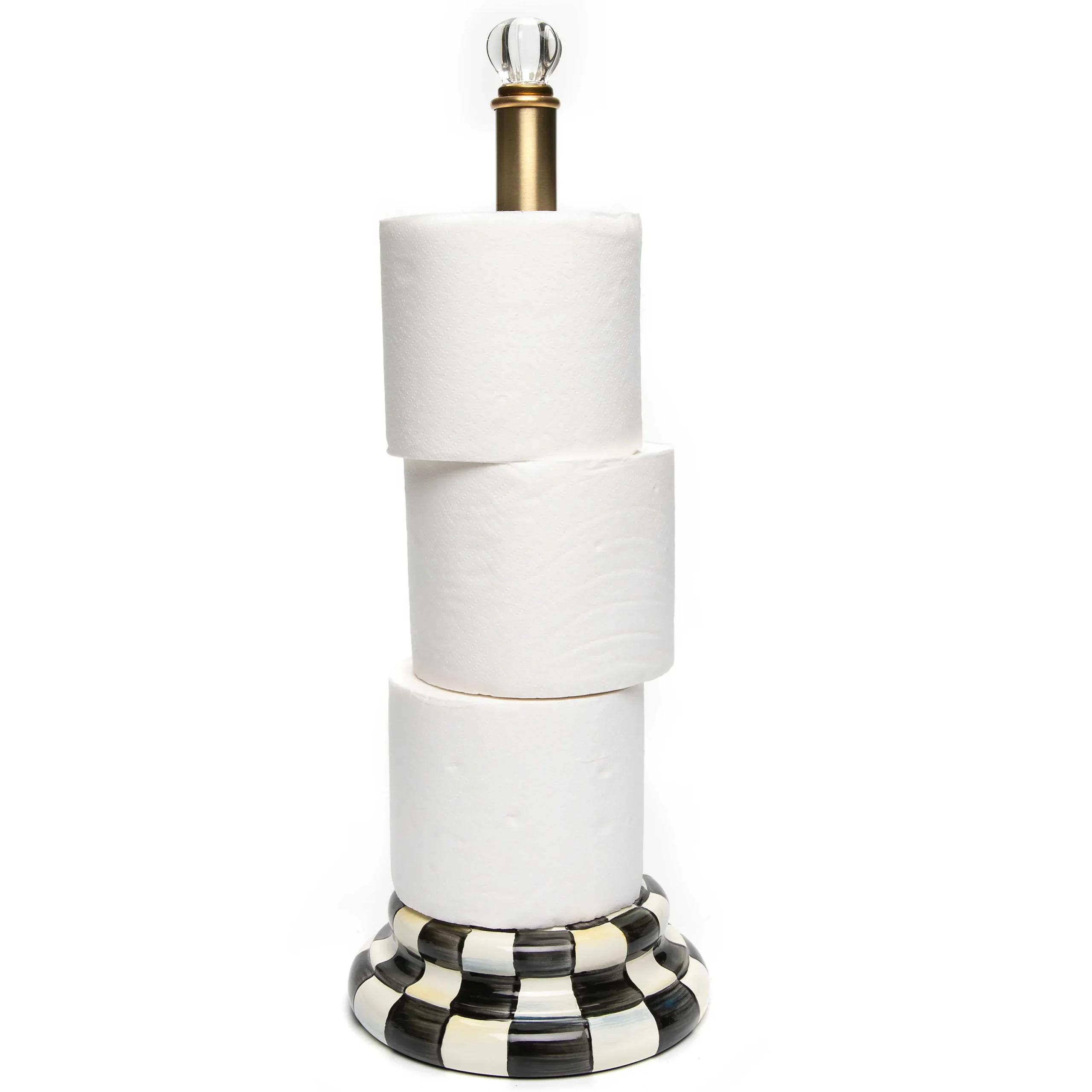 Courtly Check Enamel Toilet Tissue Storage|MacKenzie-Childs New