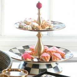 Courtly Check Enamel Two Tier Sweet Stand|MacKenzie-Childs Best
