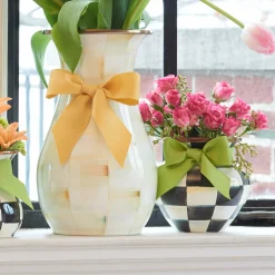 Courtly Check Enamel Vase - Green Bow|MacKenzie-Childs