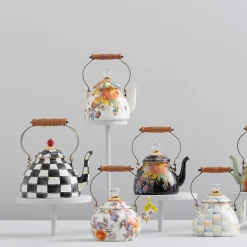 Courtly Check Enamel Whistling Tea Kettle|MacKenzie-Childs New