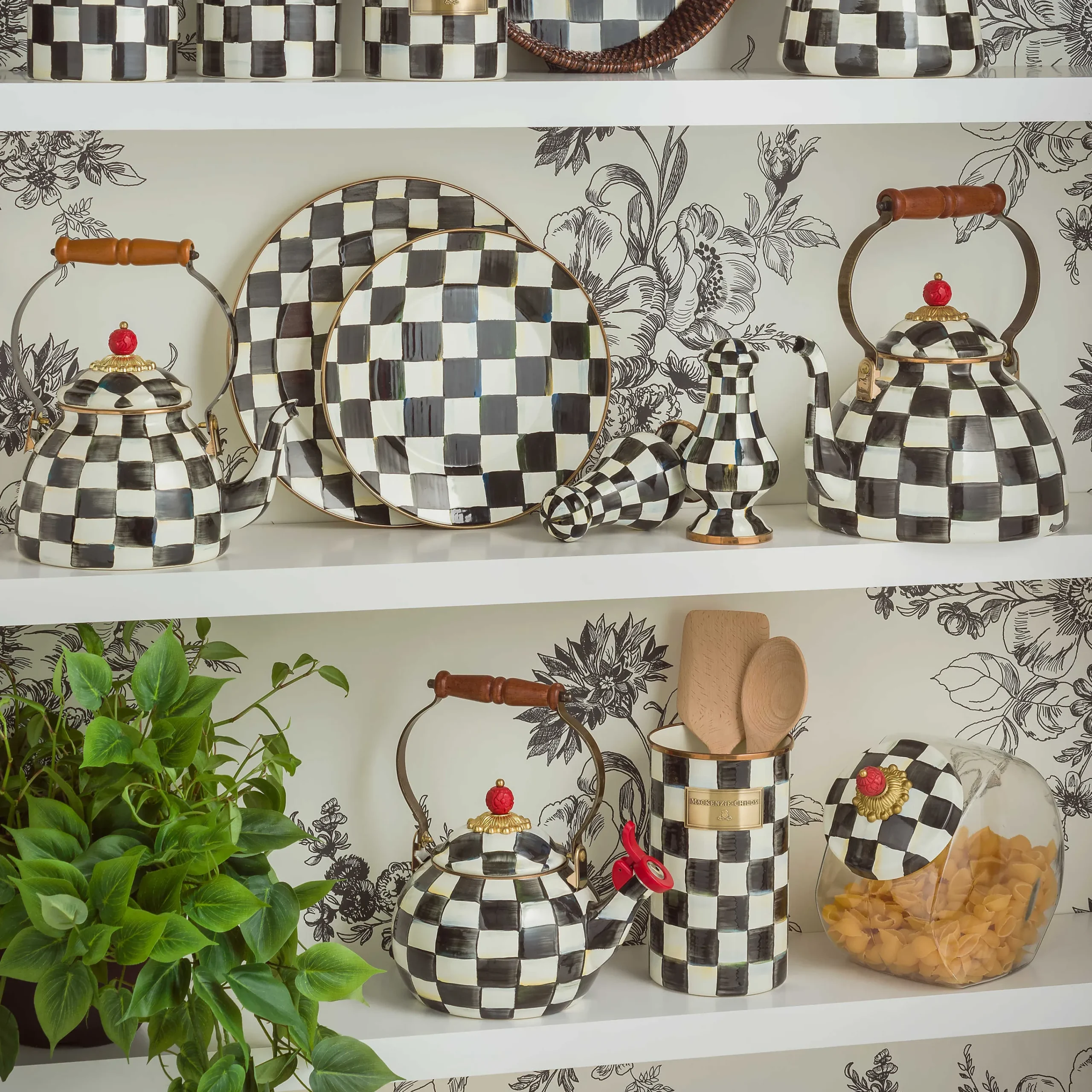 Courtly Check Enamel Whistling Tea Kettle|MacKenzie-Childs New