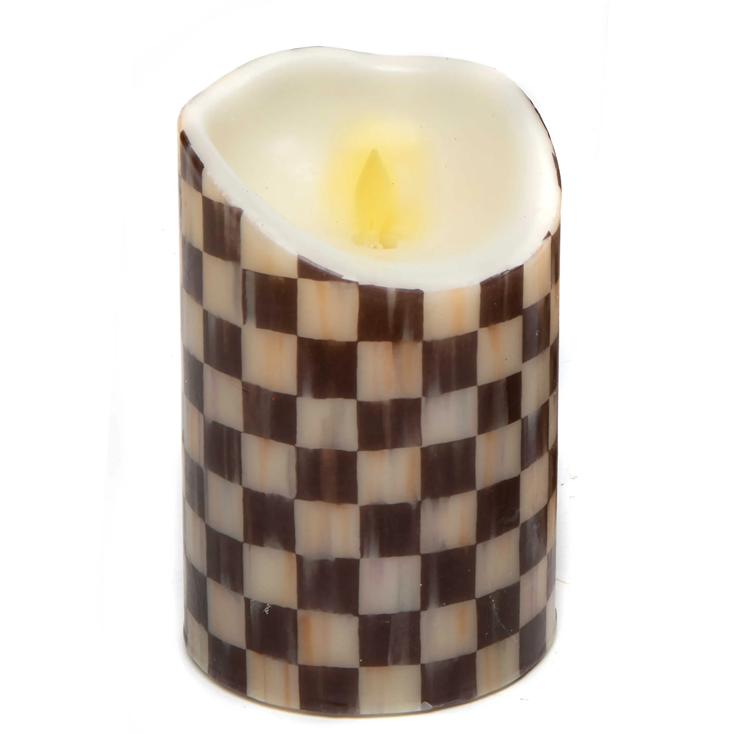 Courtly Check Flicker 6" Pillar Candle|MacKenzie-Childs Online