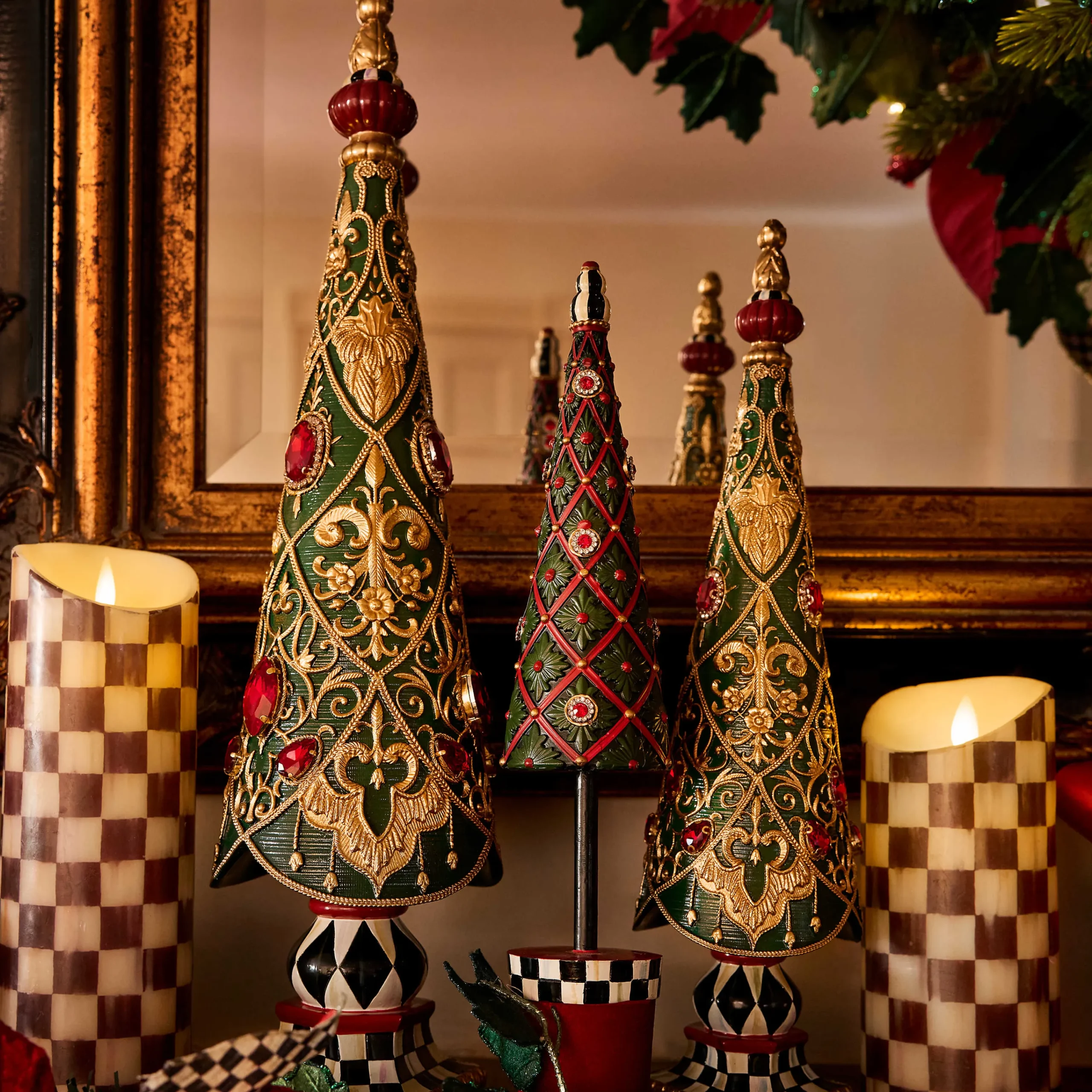 Courtly Check Flicker 9" Pillar Candle|MacKenzie-Childs Hot