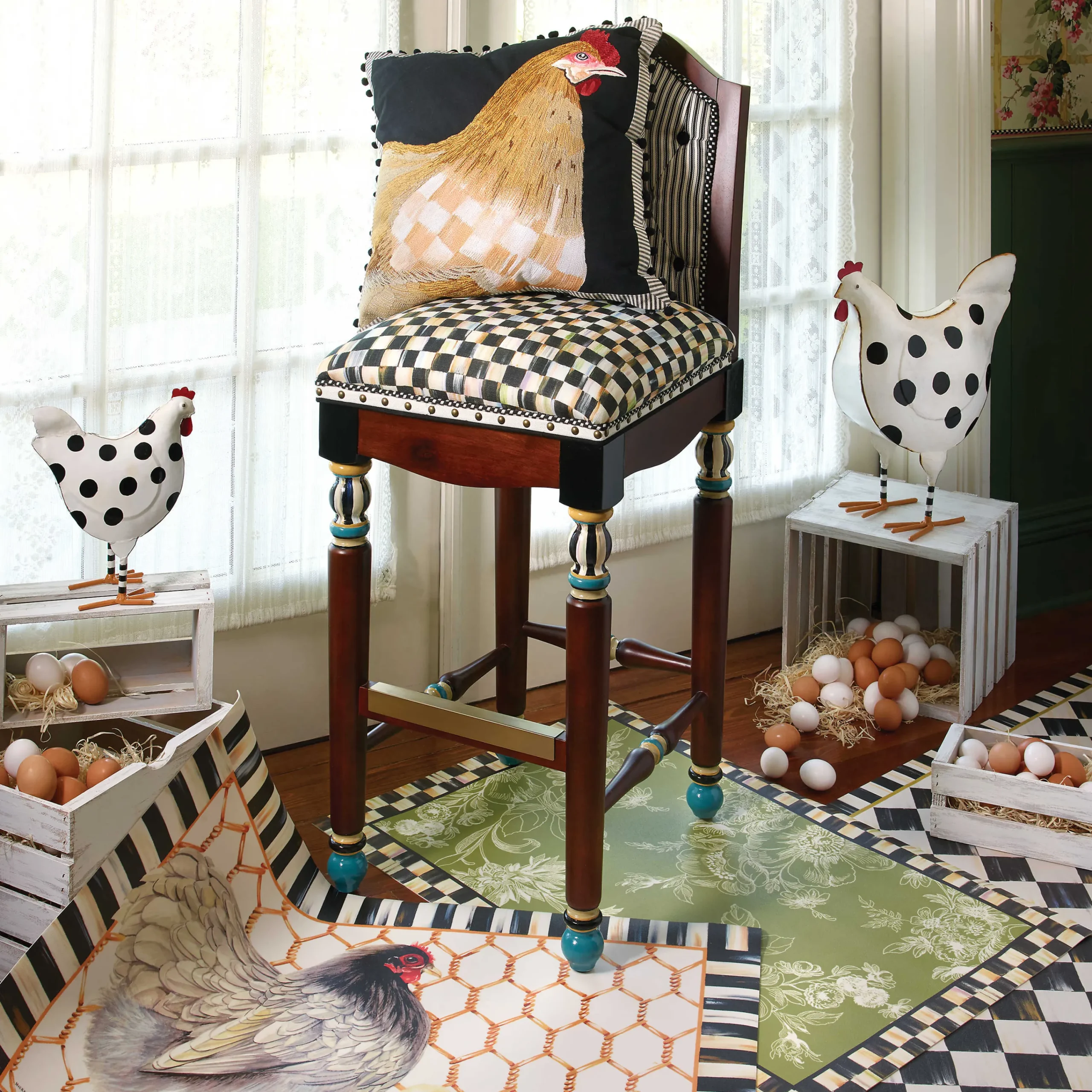 Courtly Check Floor Mat - 2'6" X 8' Runner|MacKenzie-Childs