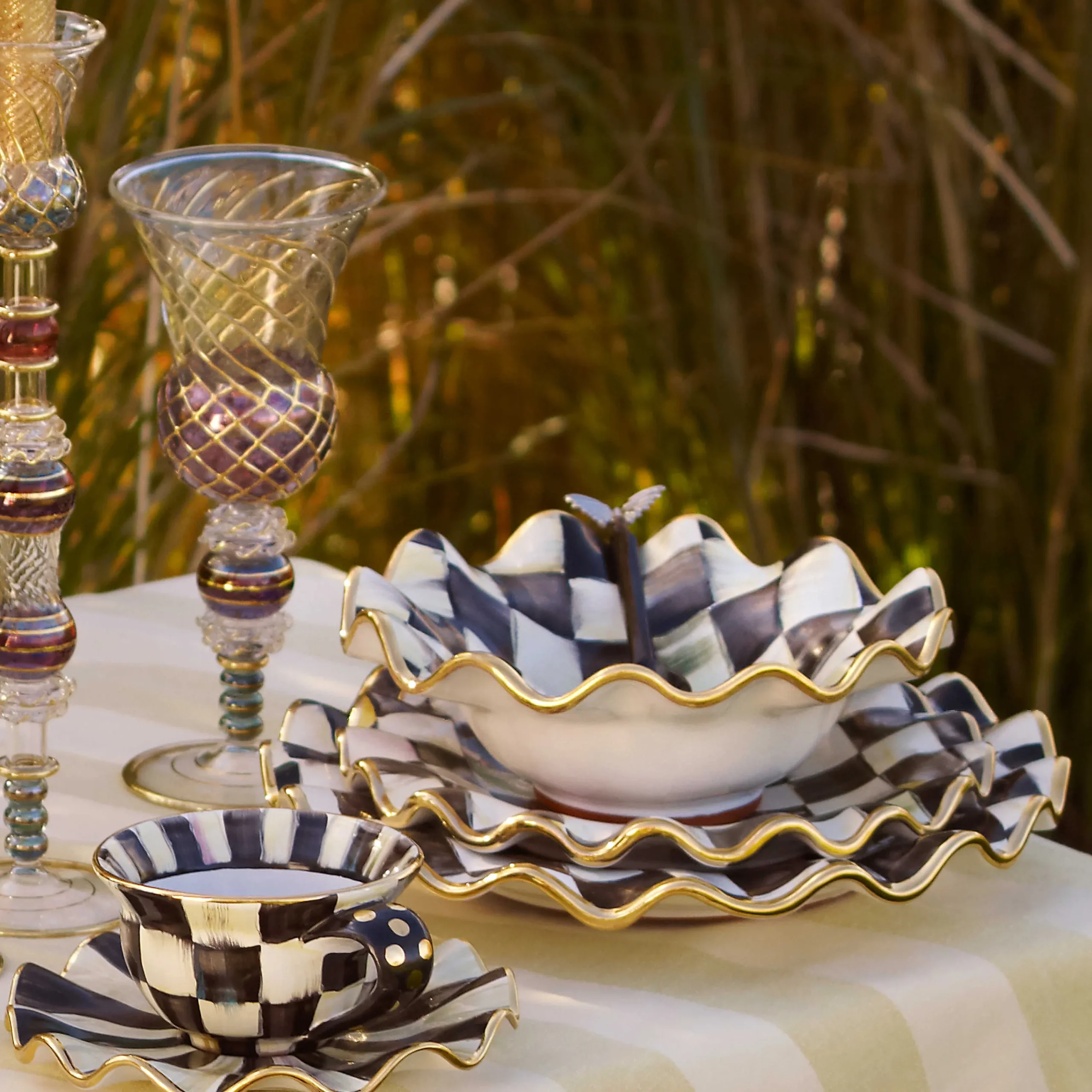 Courtly Check Fluted Breakfast Bowl|MacKenzie-Childs Best