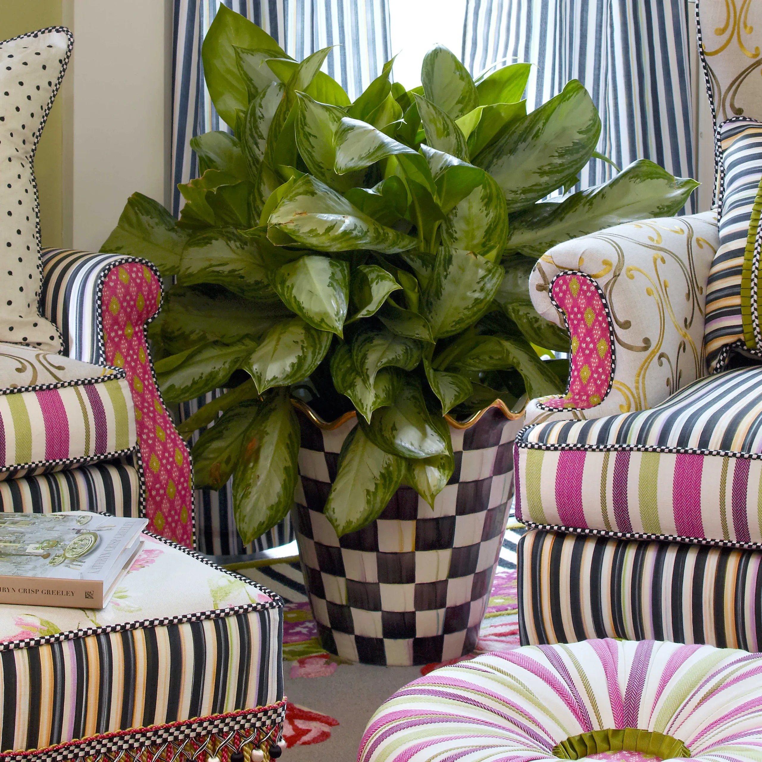 Courtly Check Jumbo Garden Pot|MacKenzie-Childs Outlet
