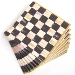 Courtly Check Paper Napkins - Luncheon - Gold|MacKenzie-Childs Outlet