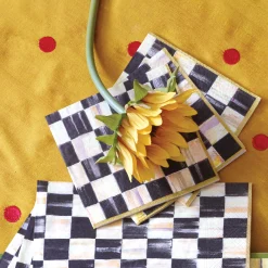 Courtly Check Paper Napkins - Cocktail - Gold|MacKenzie-Childs Sale