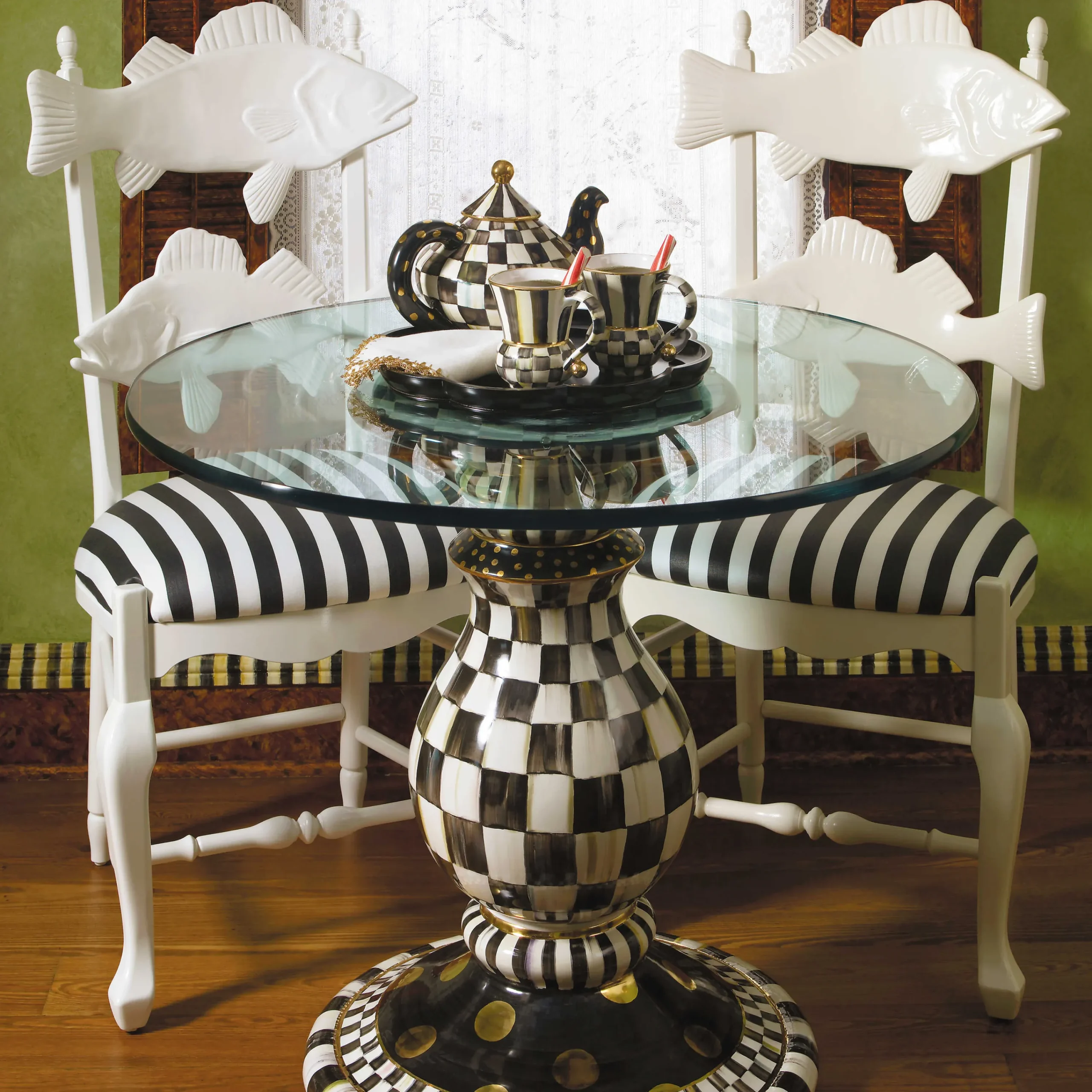 Courtly Check Pedestal Table Base|MacKenzie-Childs New