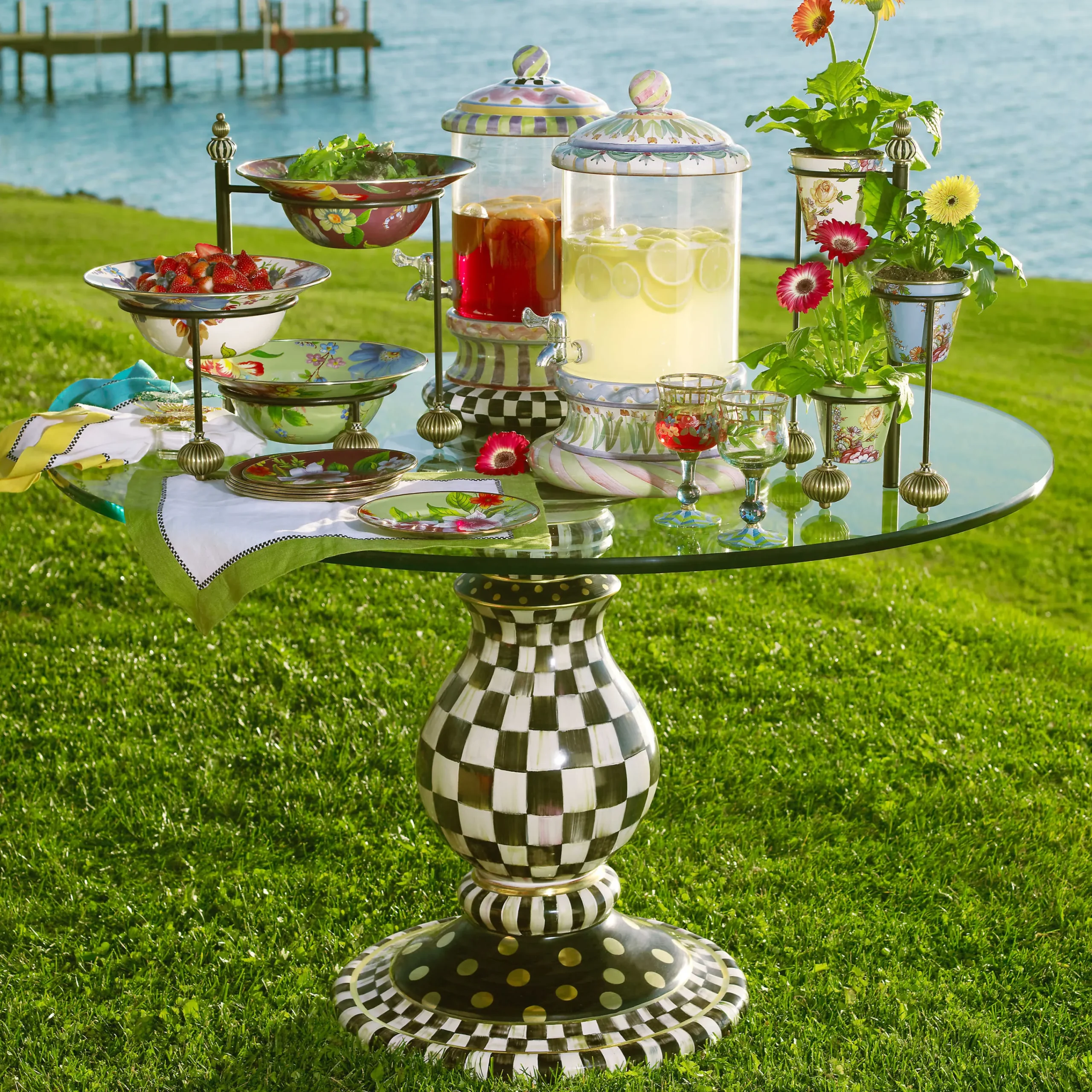 Courtly Check Pedestal Table Base|MacKenzie-Childs New
