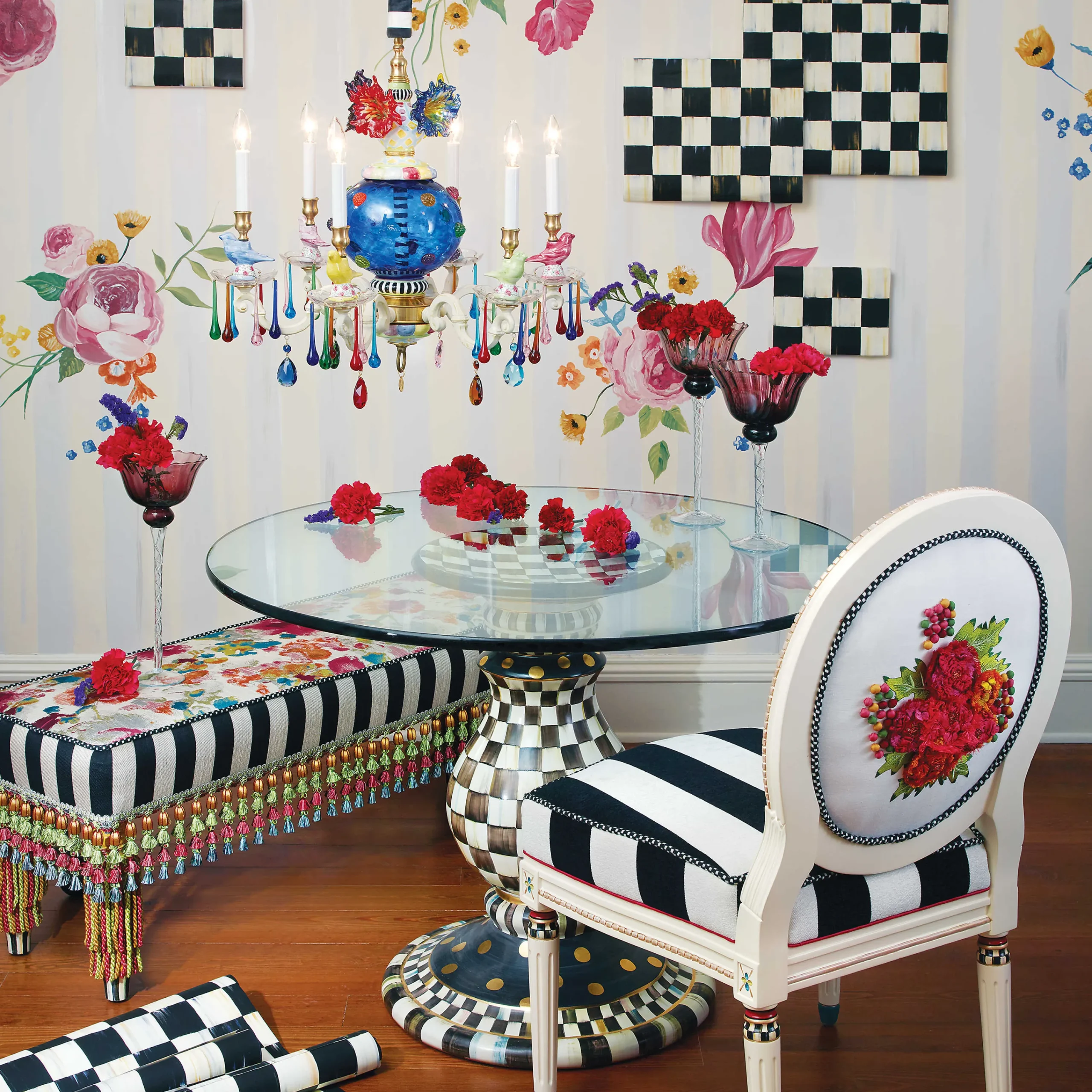 Courtly Check Pedestal Table Base|MacKenzie-Childs New