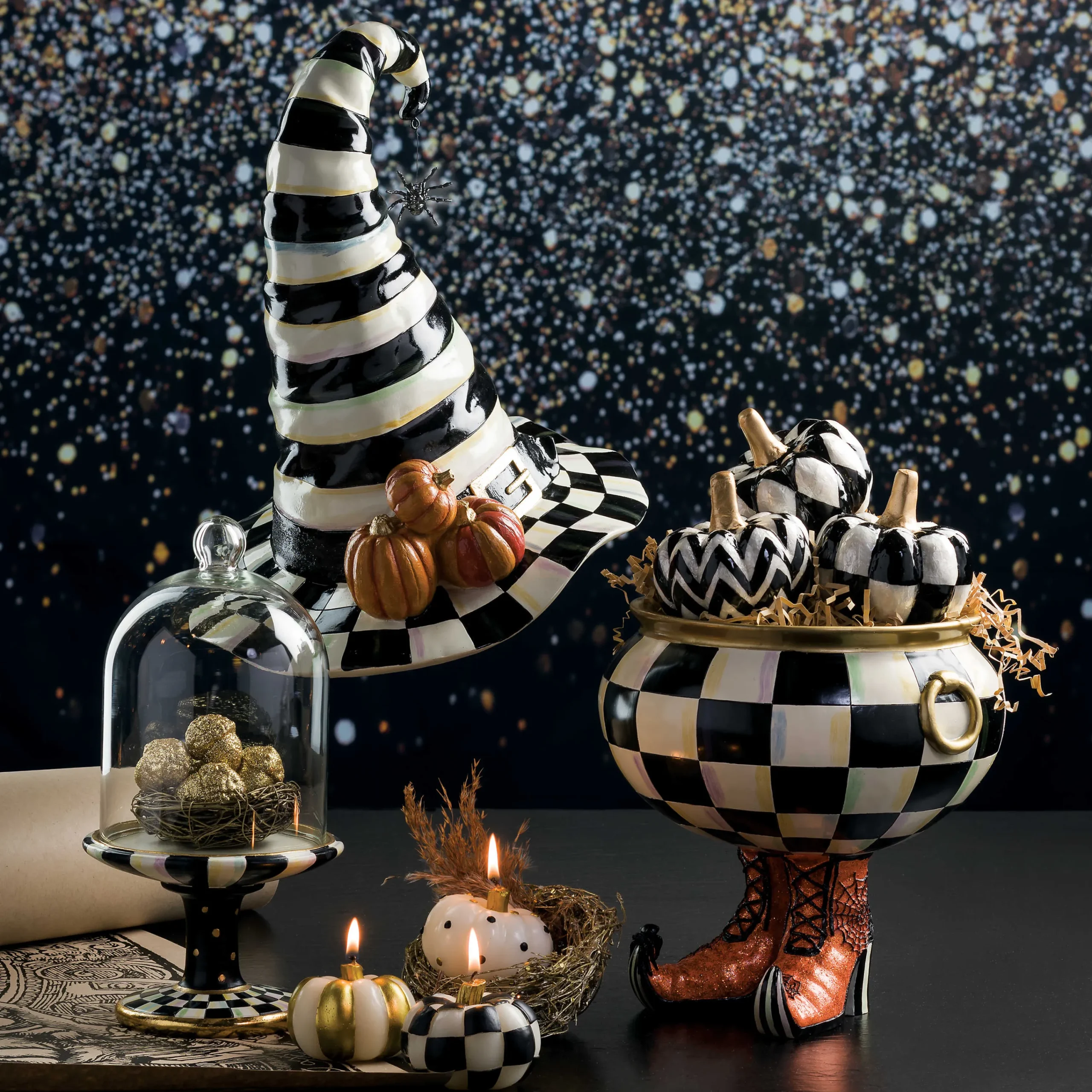 Courtly Check Pedestal With Cloche|MacKenzie-Childs Outlet