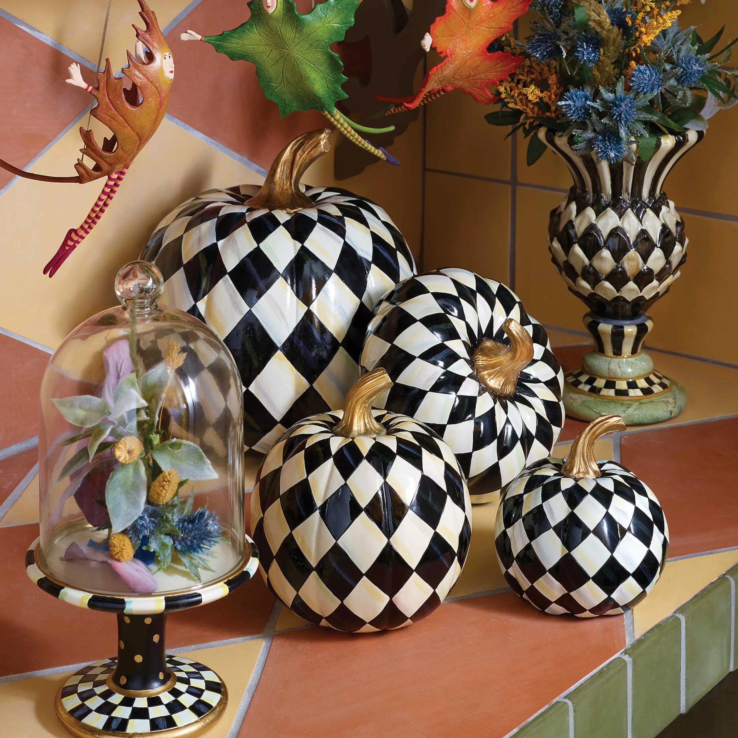 Courtly Check Pedestal With Cloche|MacKenzie-Childs Outlet