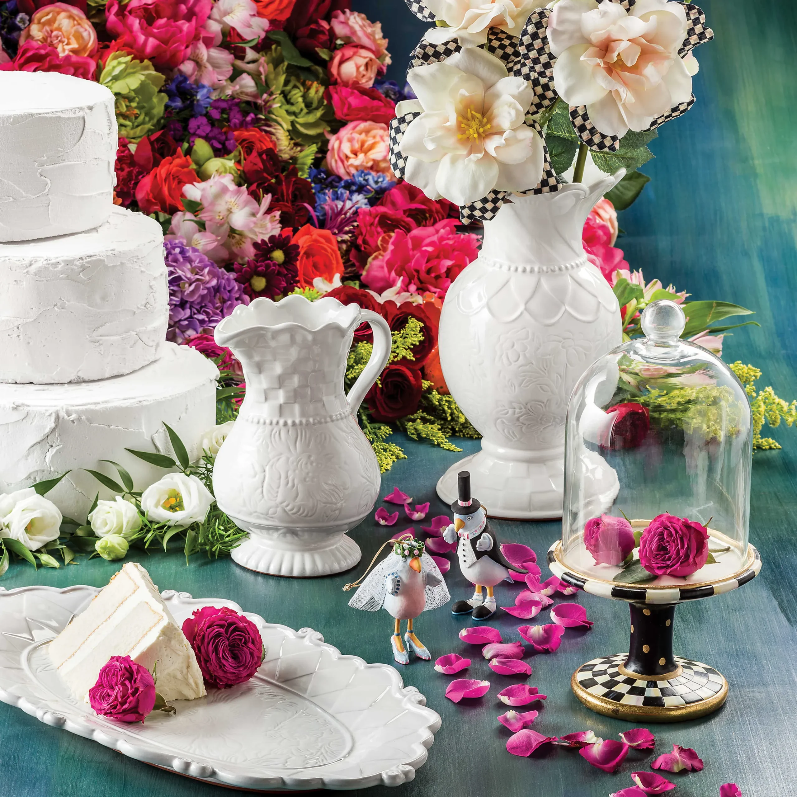 Courtly Check Pedestal With Cloche|MacKenzie-Childs Outlet