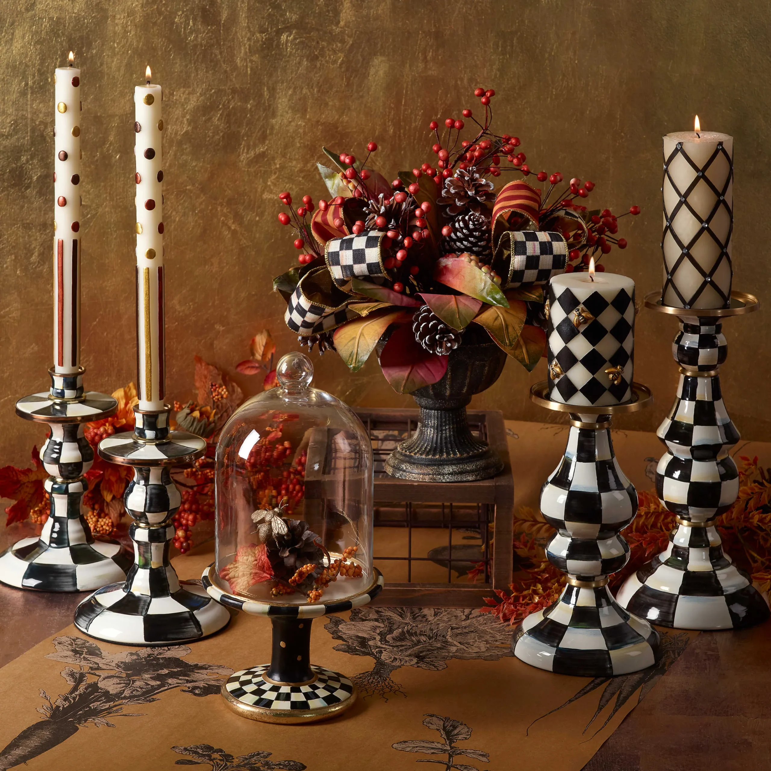 Courtly Check Pedestal With Cloche|MacKenzie-Childs Outlet