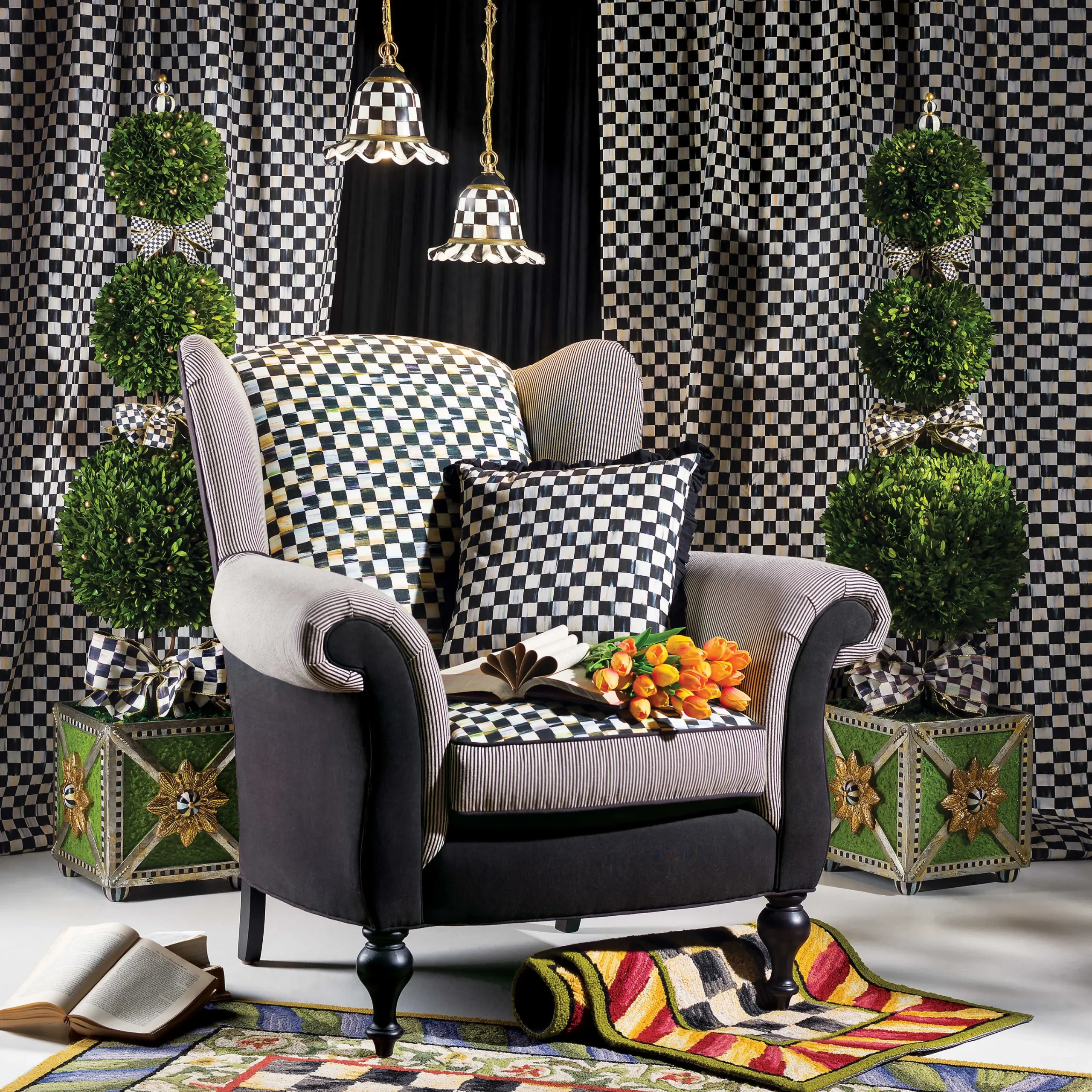 Courtly Check Pendant Lamp - Small|MacKenzie-Childs Sale