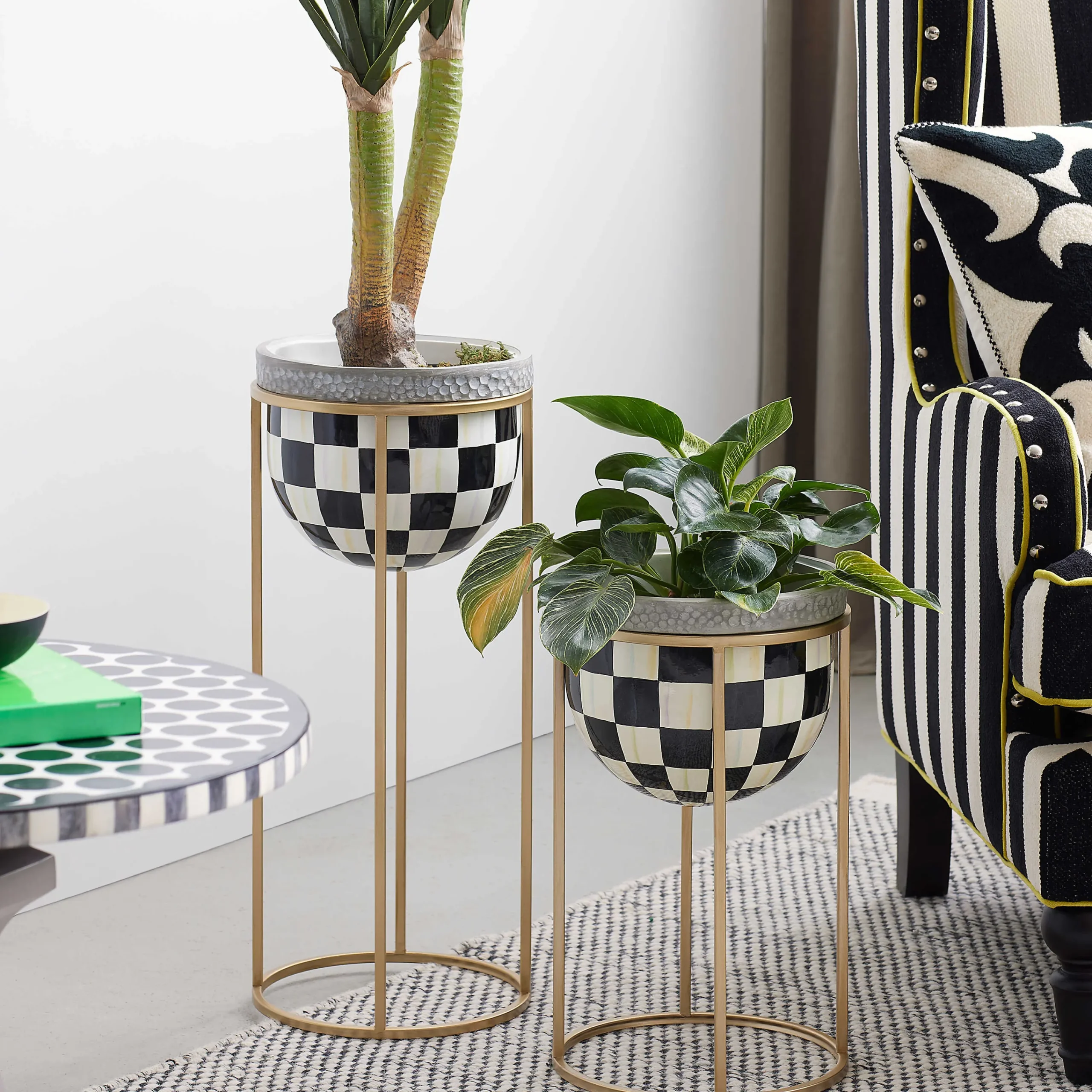 Courtly Check Plant Stand - Short|MacKenzie-Childs Clearance
