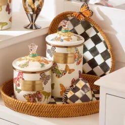 Courtly Check Rattan & Enamel Tray - Small|MacKenzie-Childs Outlet