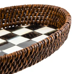 Courtly Check Rattan & Enamel Tray - Small|MacKenzie-Childs Outlet