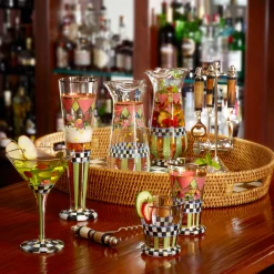Courtly Check Rattan & Enamel Party Tray|MacKenzie-Childs Clearance