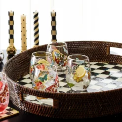 Courtly Check Rattan & Enamel Party Tray|MacKenzie-Childs Clearance