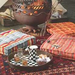Courtly Check Rattan & Enamel Party Tray|MacKenzie-Childs Clearance