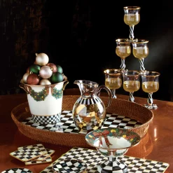 Courtly Check Rattan & Enamel Party Tray|MacKenzie-Childs Clearance