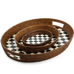 Courtly Check Rattan & Enamel Tray - Large|MacKenzie-Childs Hot
