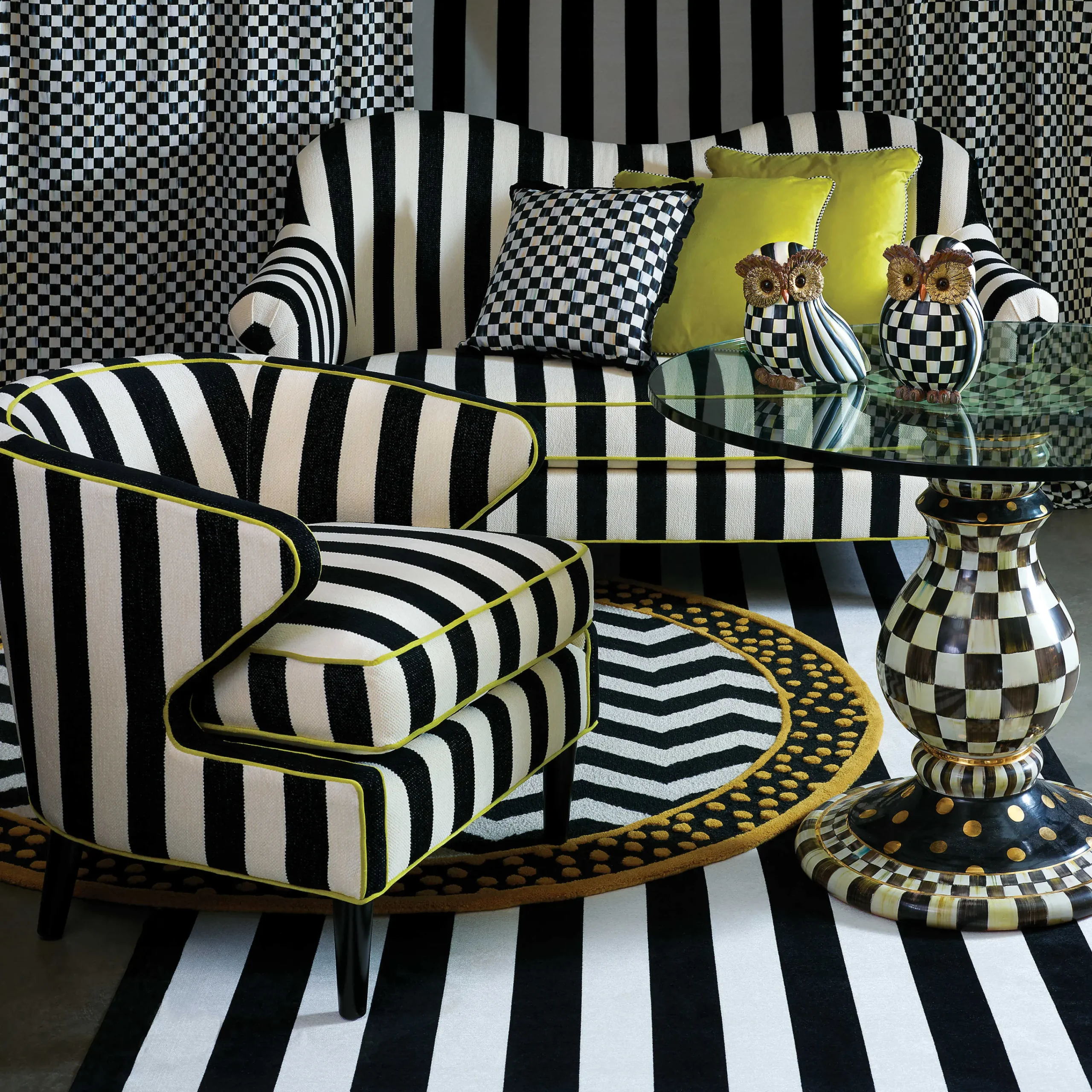 Courtly Check Ruffled Square Pillow|MacKenzie-Childs