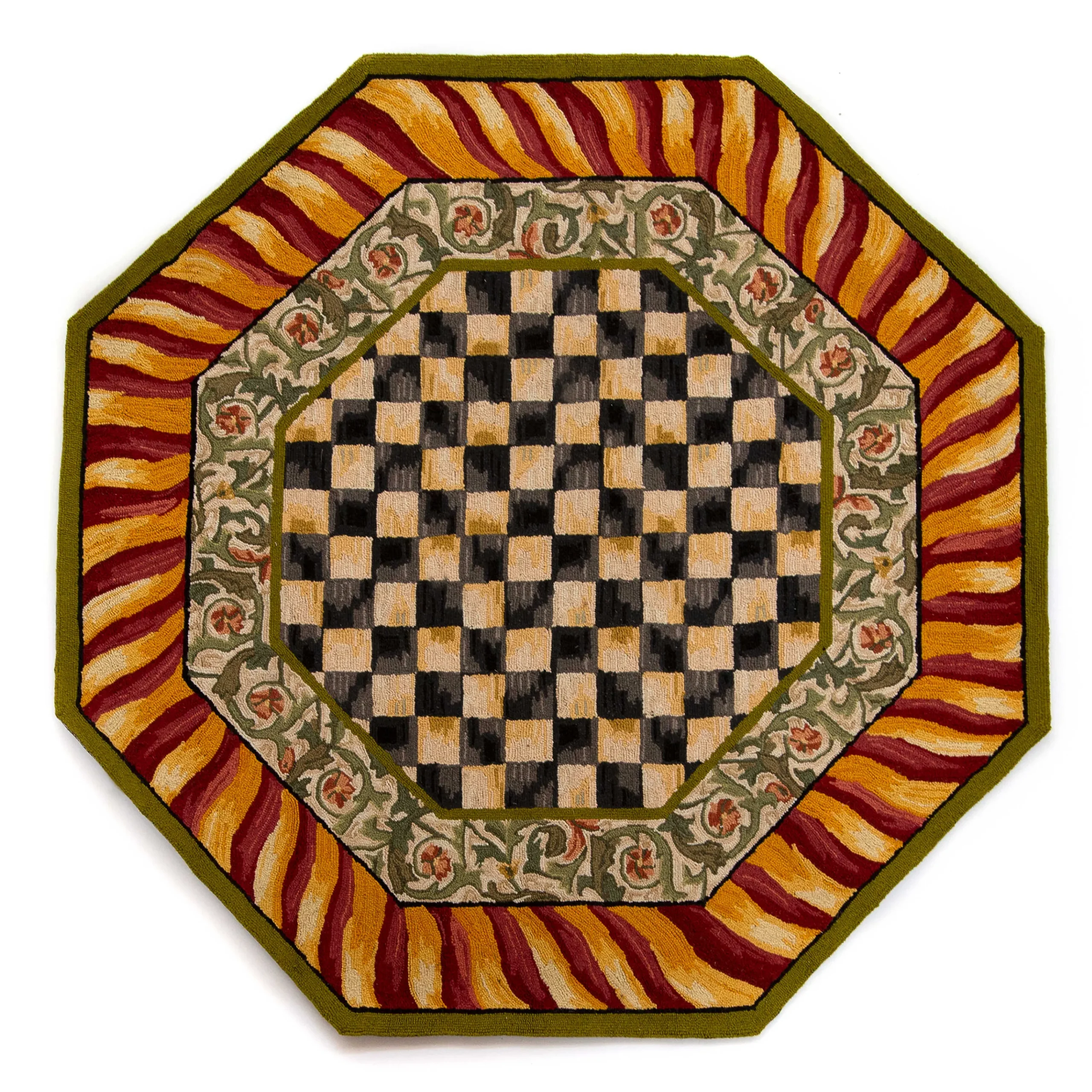 Courtly Check Rug - 6' Octagon - Red & Gold|MacKenzie-Childs Best