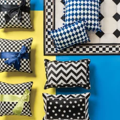 Courtly Check Sash Pillow - Black|MacKenzie-Childs Outlet
