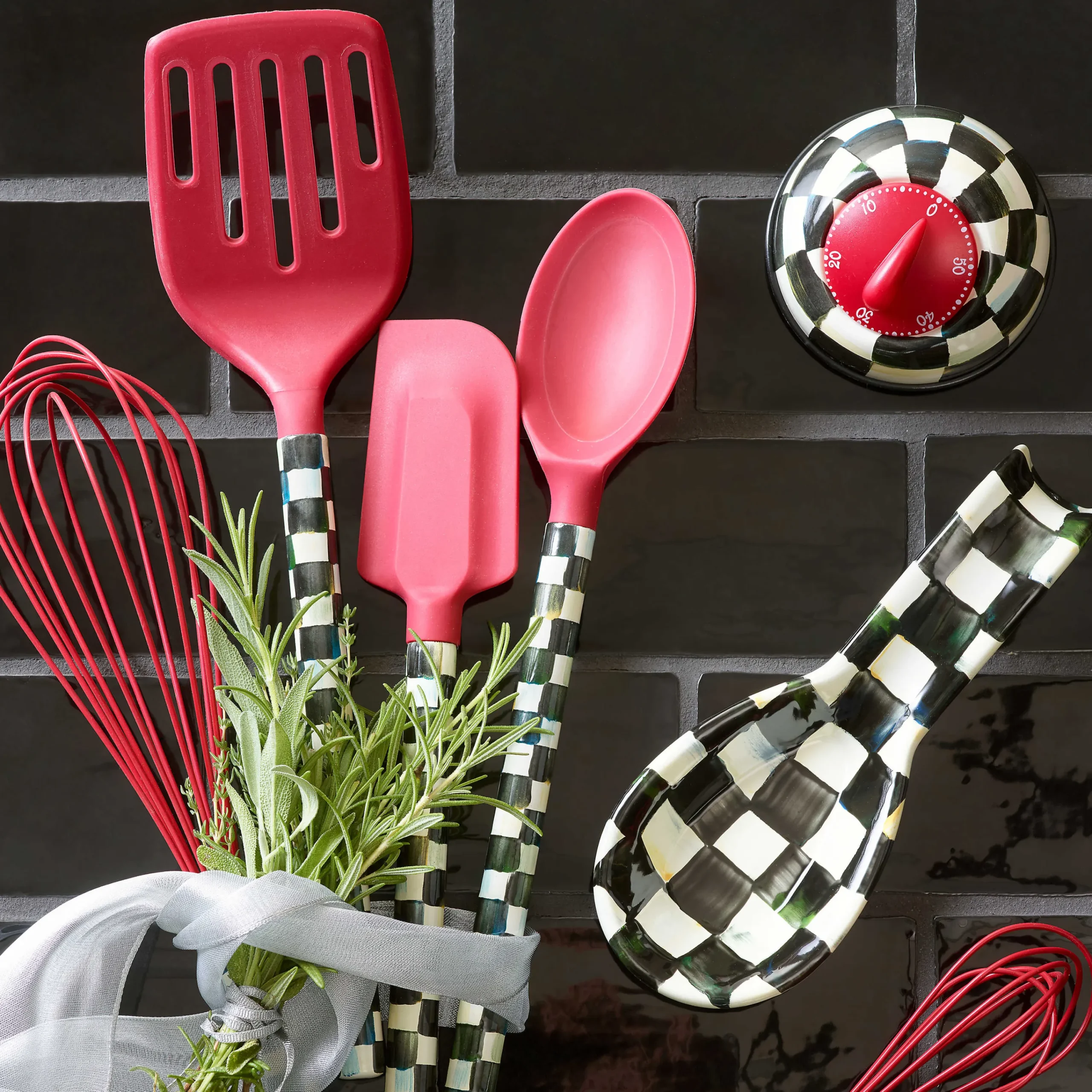 Courtly Check Spatula - Red|MacKenzie-Childs Best