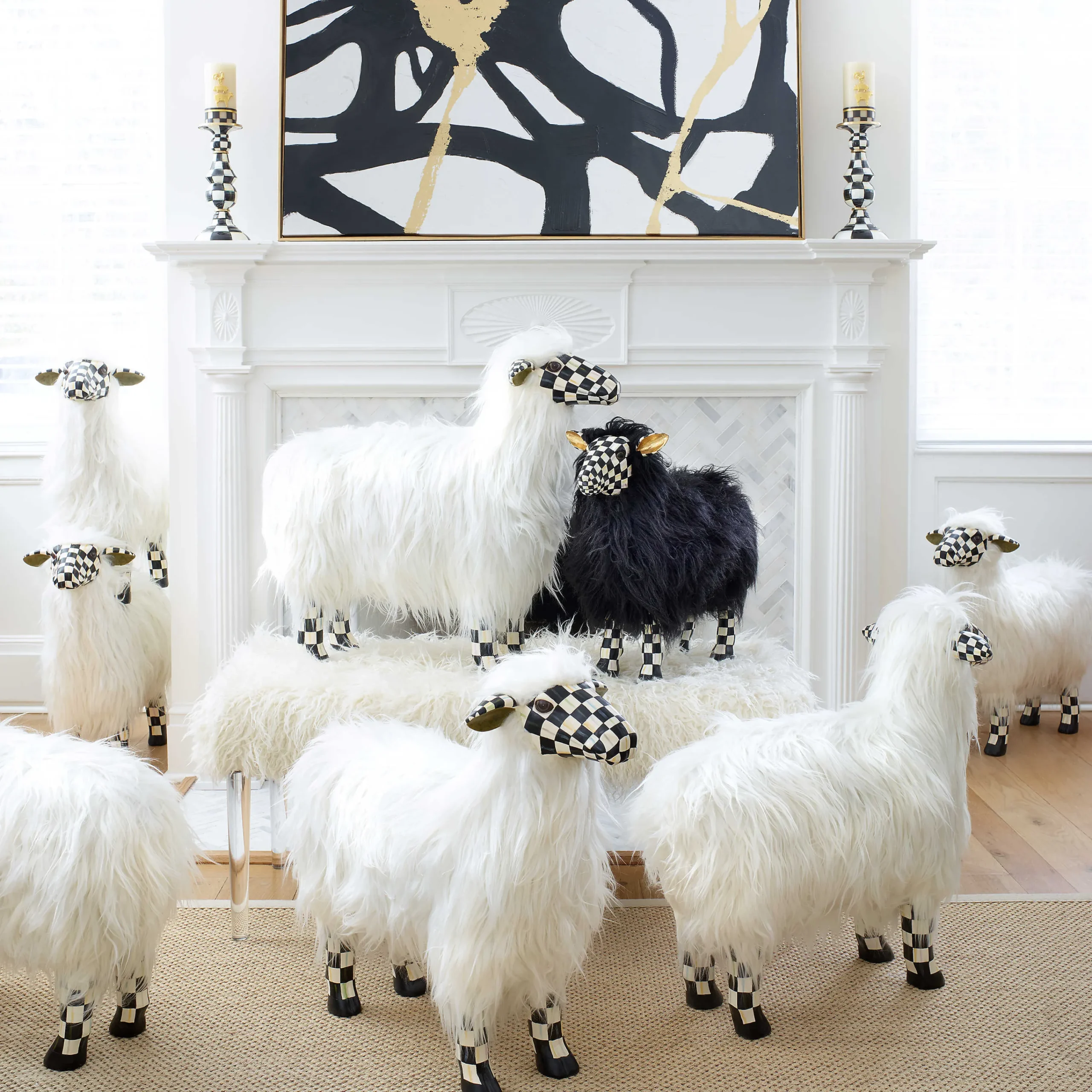 Courtly Check White Sheep - Large|MacKenzie-Childs