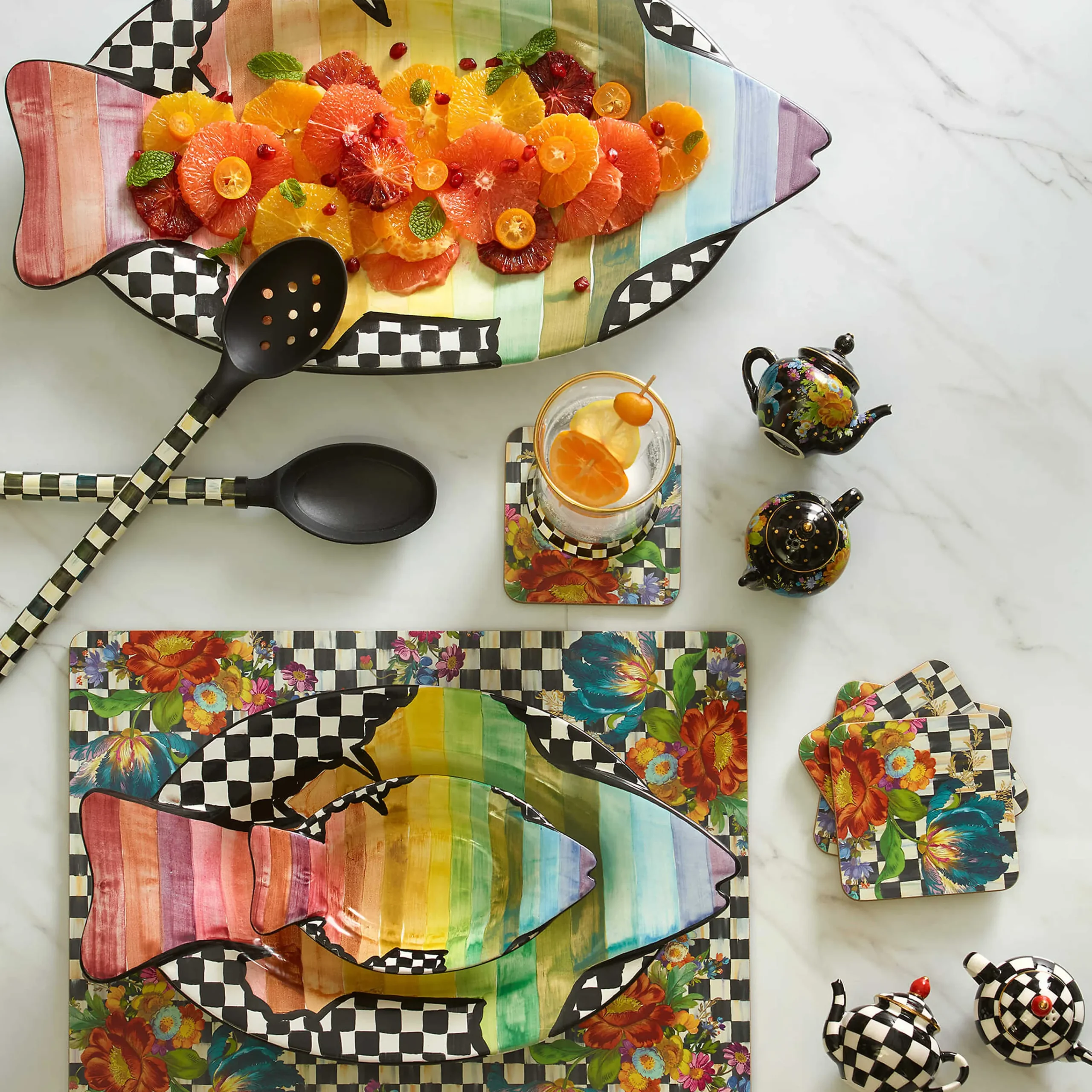 Courtly Flower Market Cork Back Coasters - Set Of 4|MacKenzie-Childs Sale