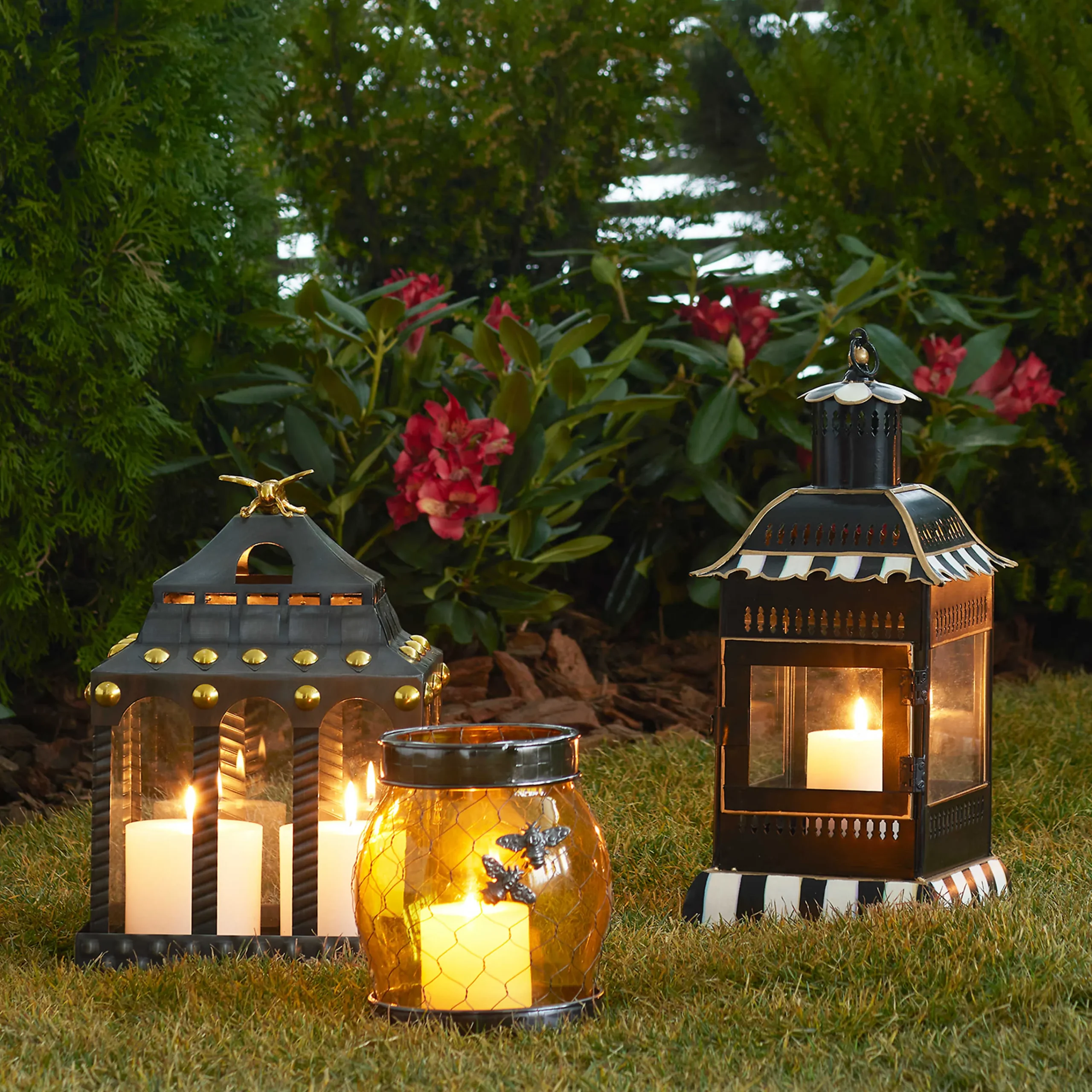 Courtly Stripe Candle Lantern - Small|MacKenzie-Childs Outlet
