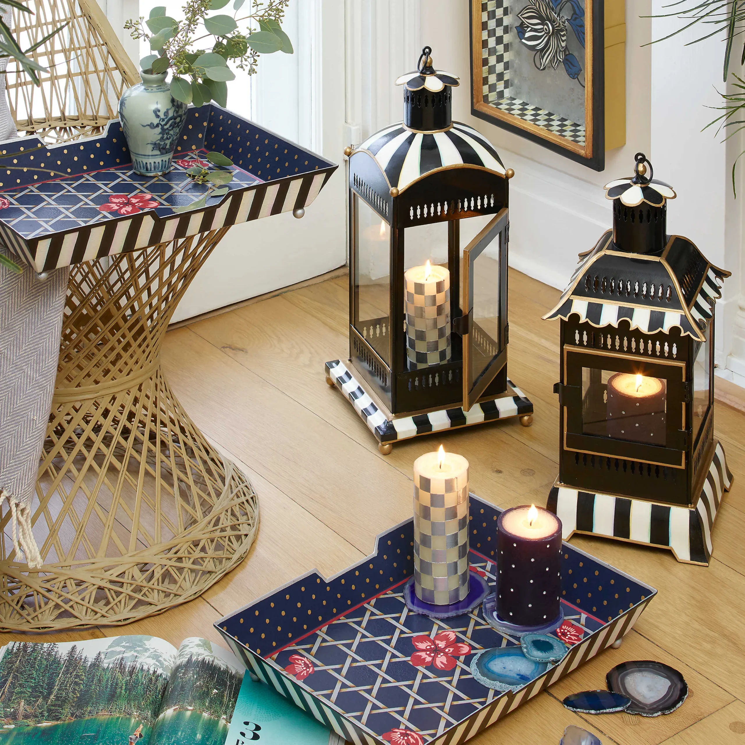 Courtly Stripe Candle Lantern - Small|MacKenzie-Childs Outlet