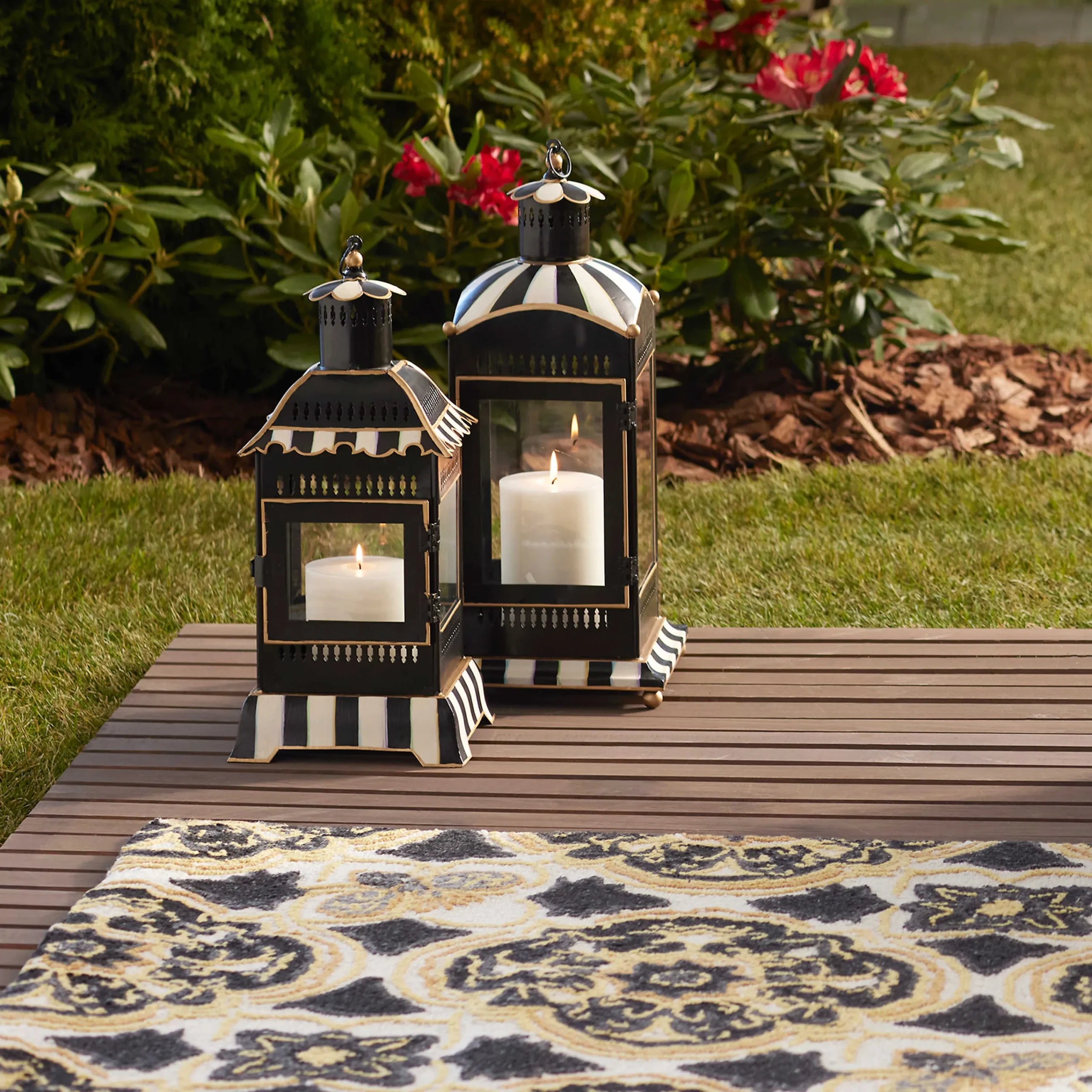 Courtly Stripe Candle Lantern - Small|MacKenzie-Childs Outlet
