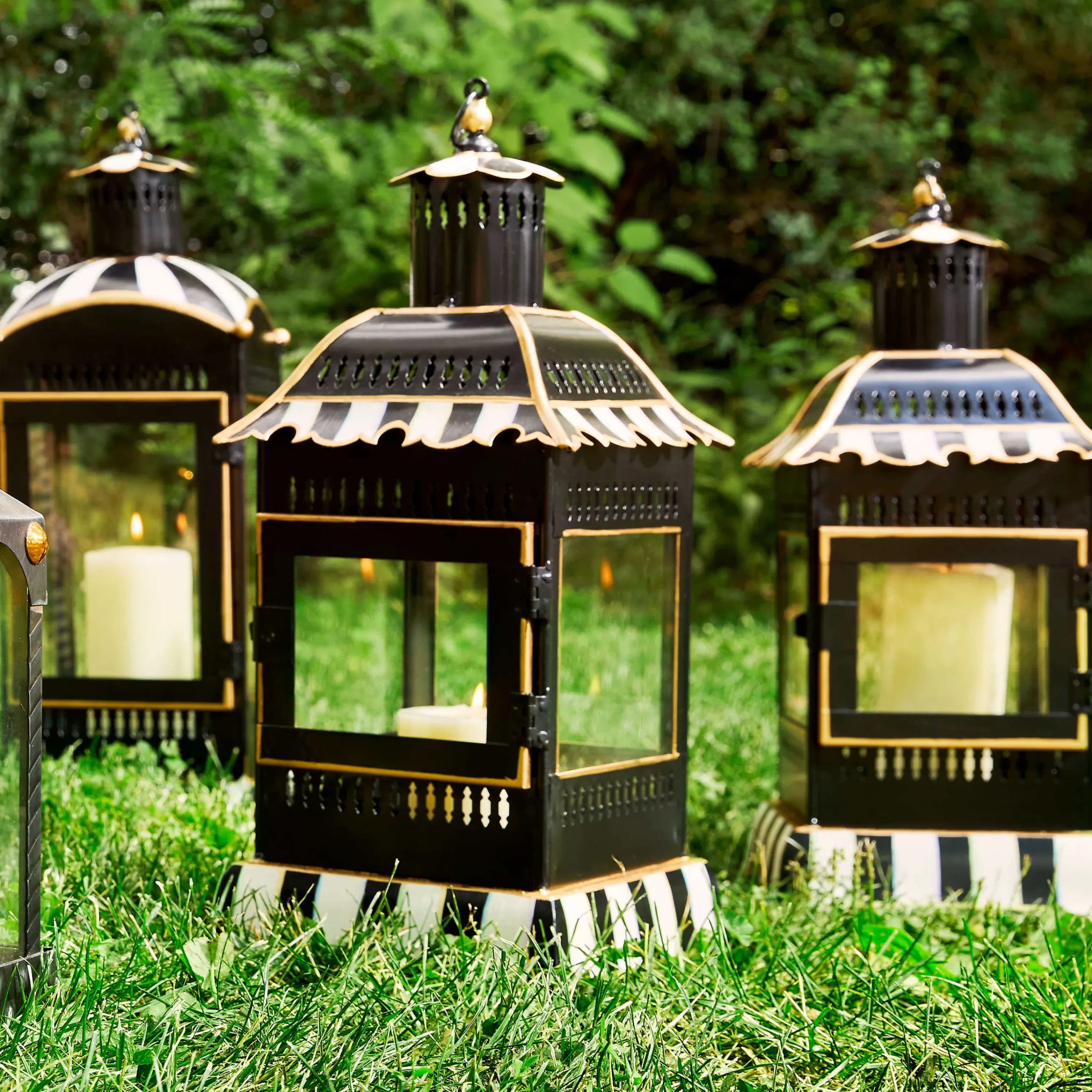 Courtly Stripe Candle Lantern - Small|MacKenzie-Childs Outlet