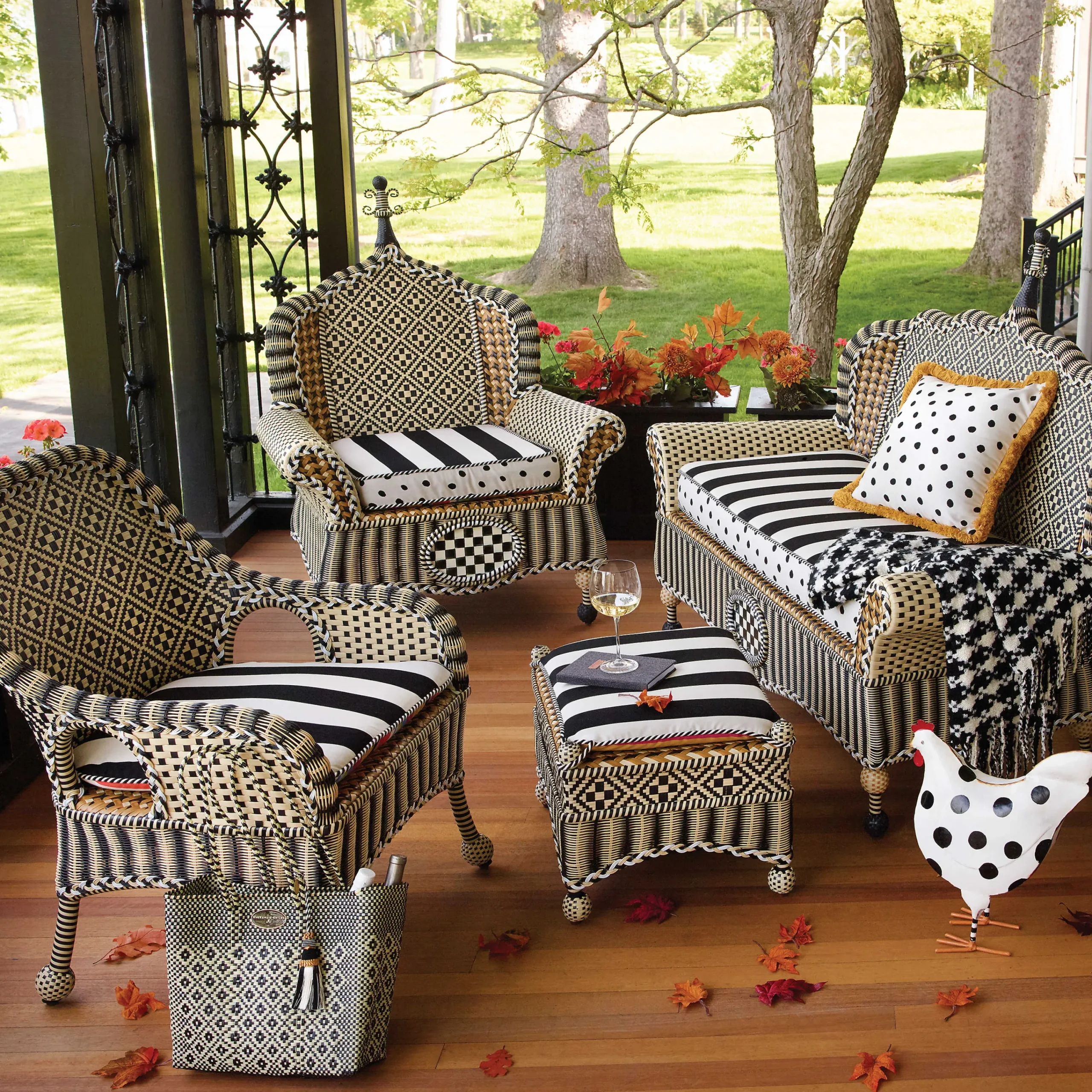 Courtyard Outdoor Accent Chair Cushion - Bathing Hut|MacKenzie-Childs