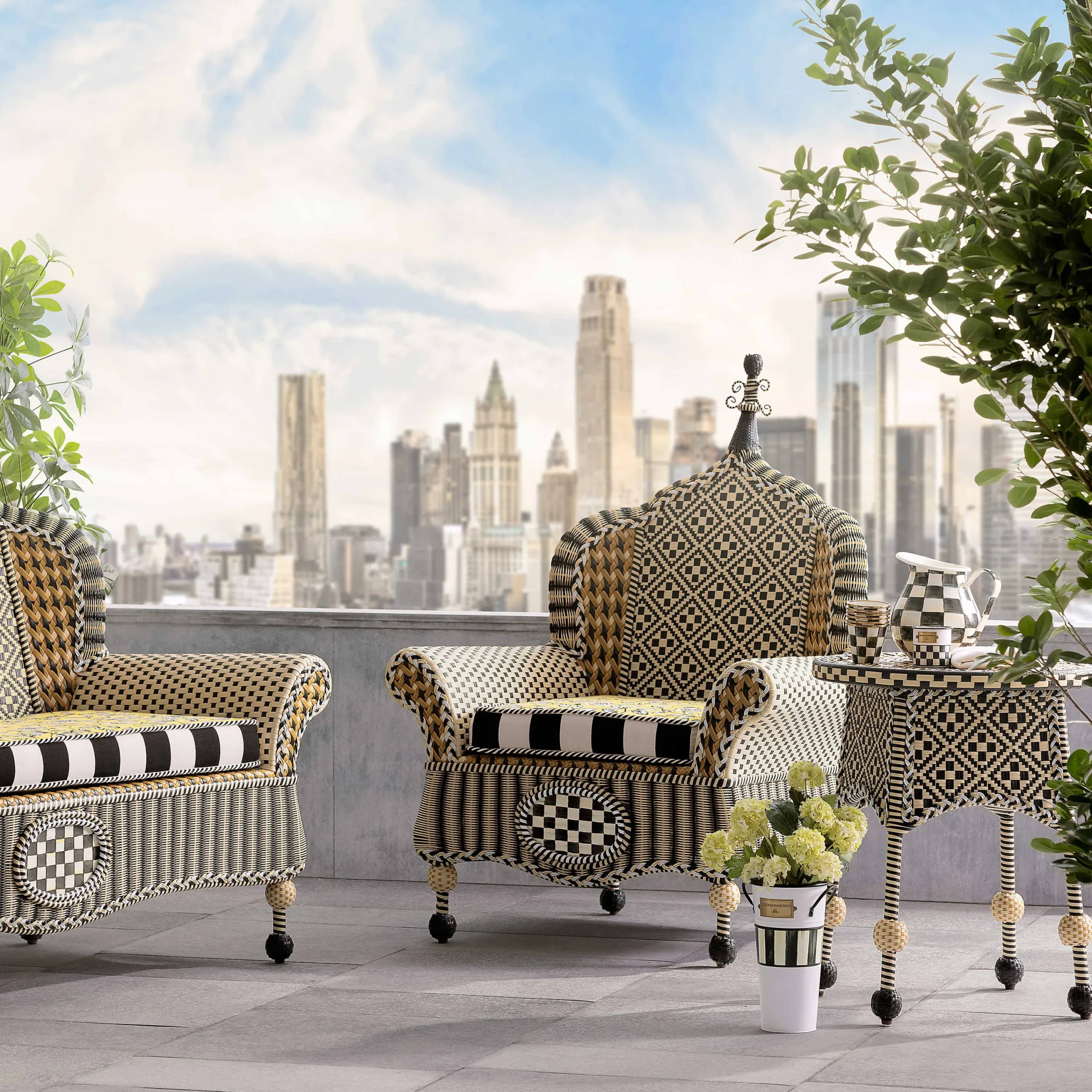 Courtyard Outdoor Wing Chair - Queen Bee|MacKenzie-Childs Clearance