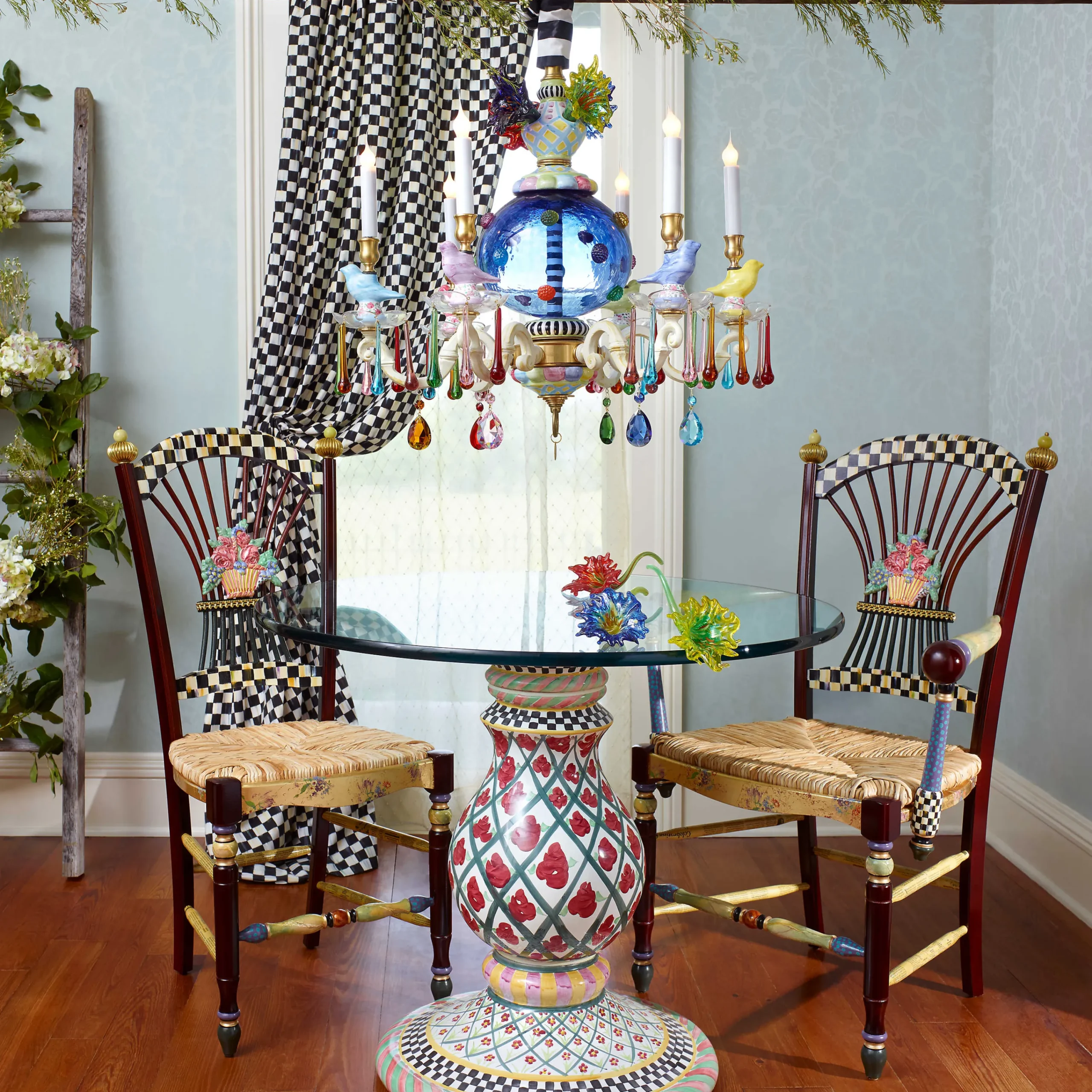 Dark Flower Basket Side Chair|MacKenzie-Childs New